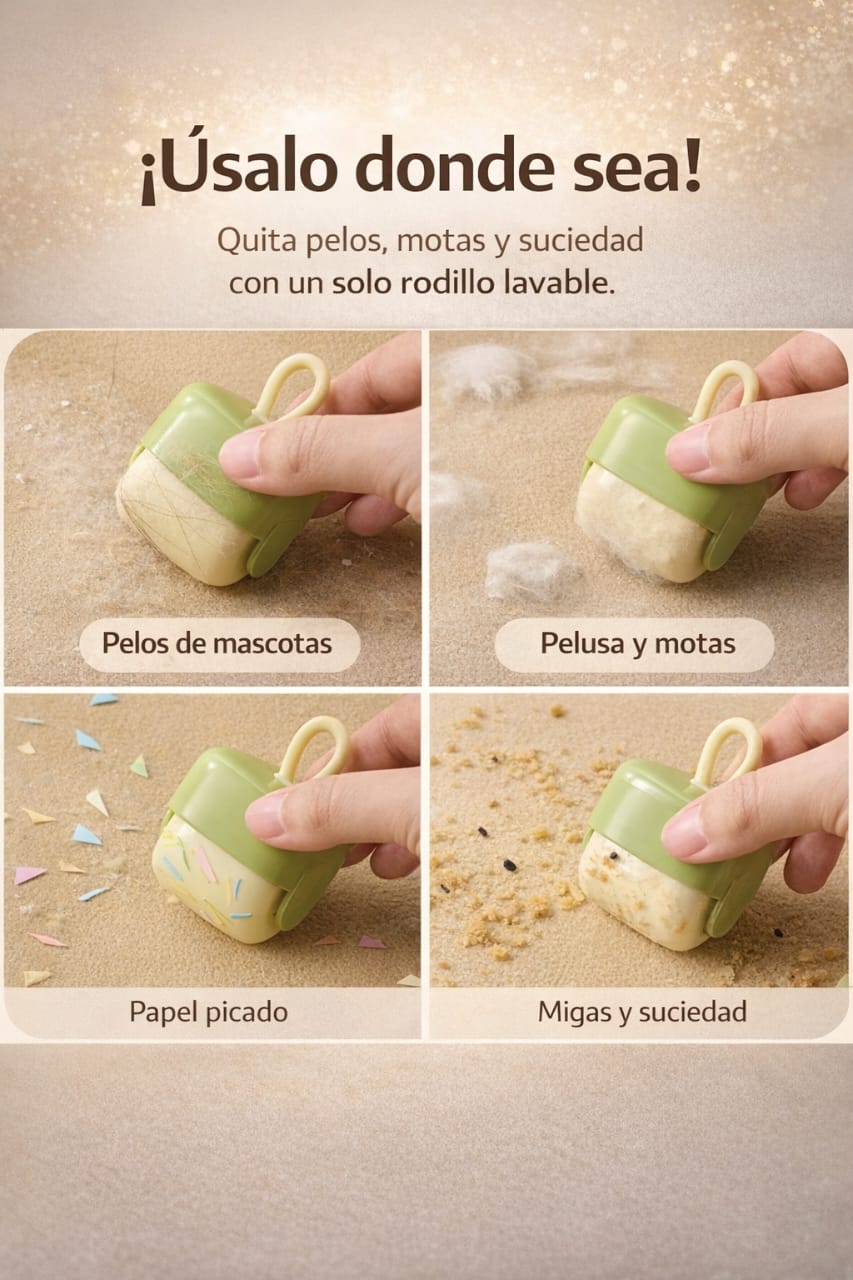 Mini Rodillo Quita Pelusa Lavable – Olvídate de los Pelos y Motas en tu Ropa